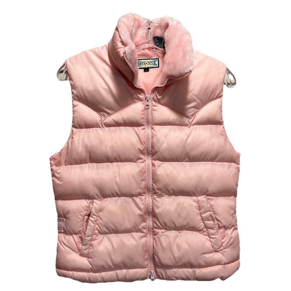 Shyanne Pink Quilted Sherpa Lined Collar Vest Jacket Zip Up Pockets Size Small